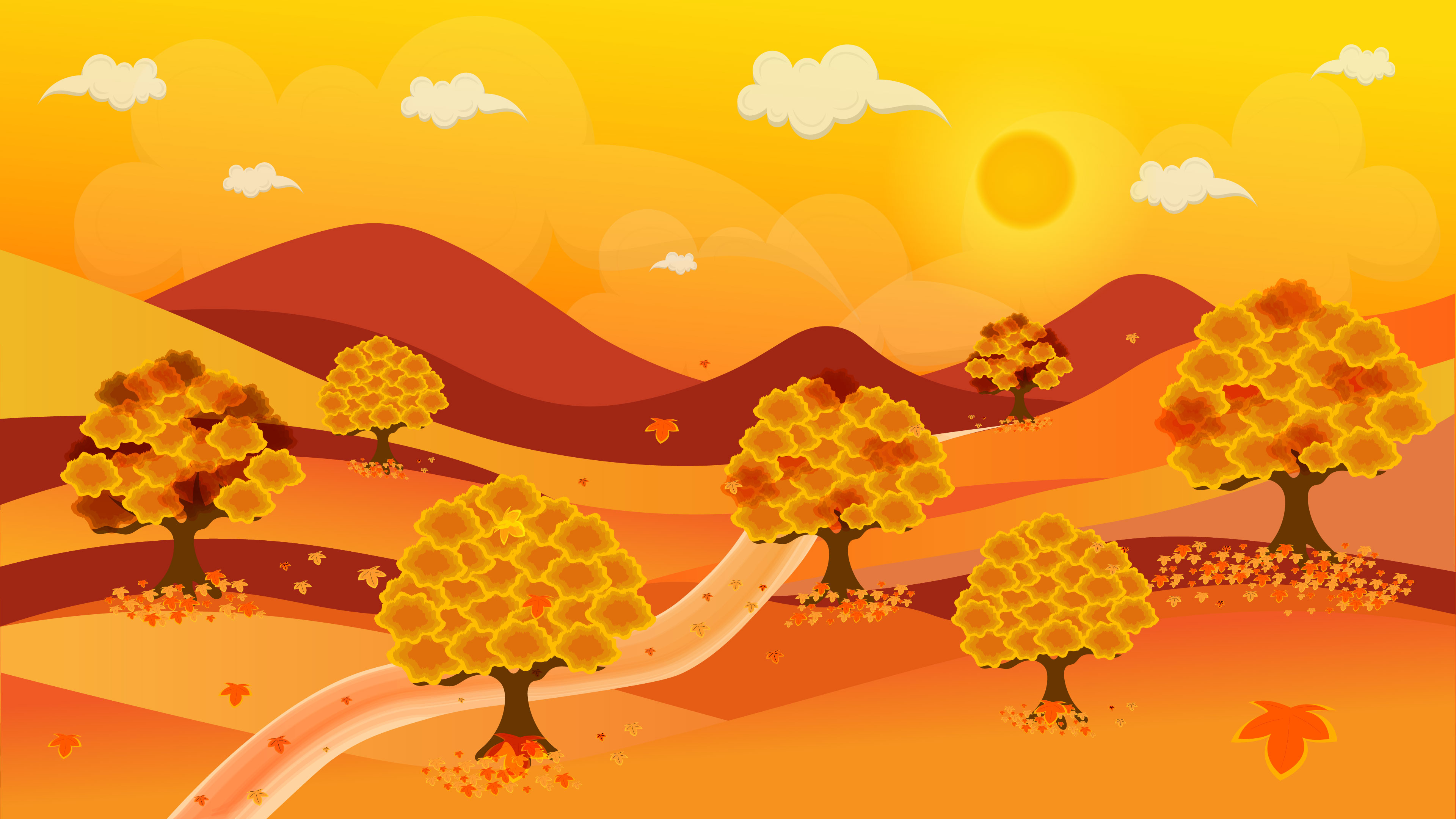 Autumn background with trees and landscape, fall season.