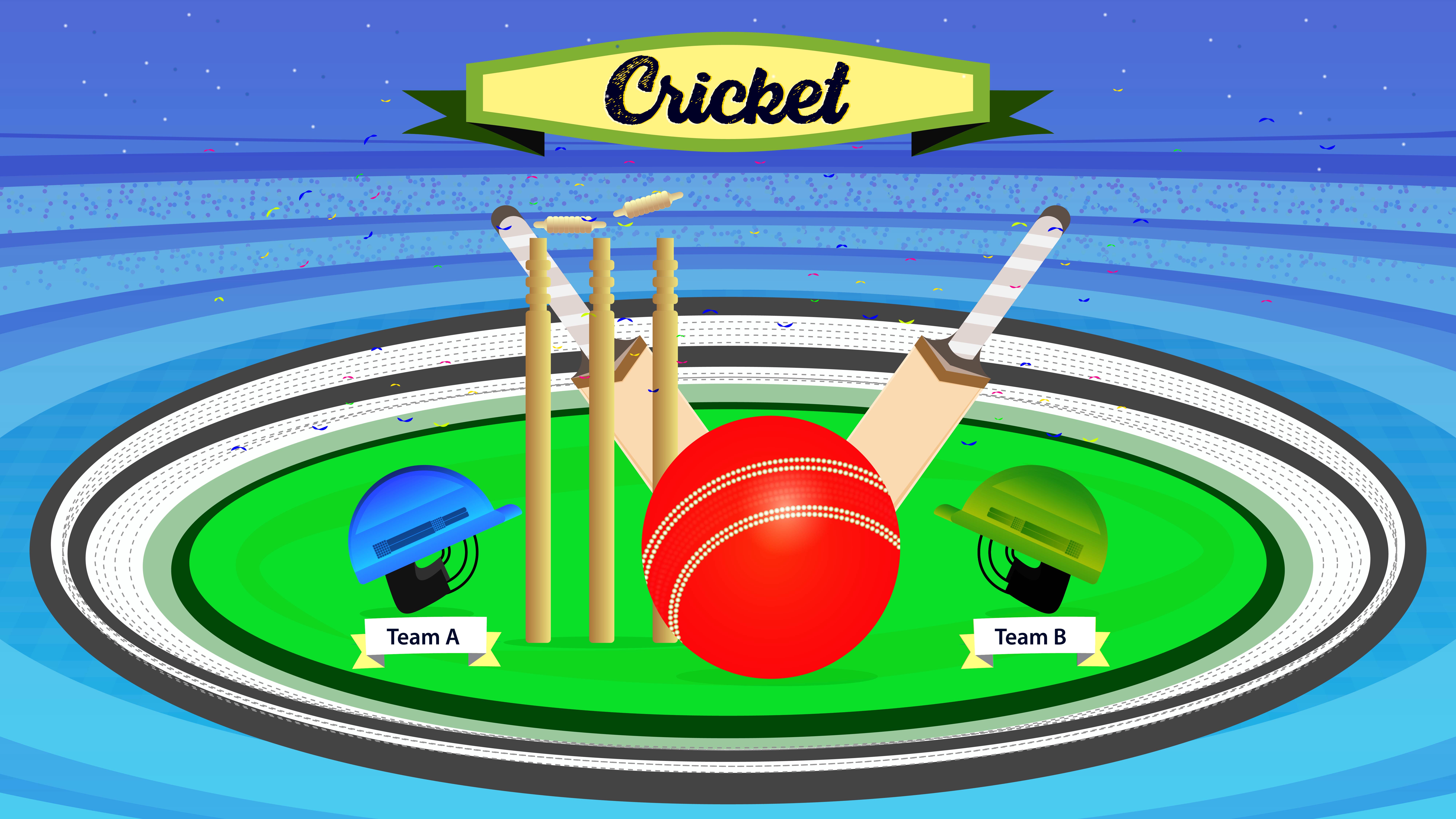 Cricket Sports Stadium match with batsman helmets