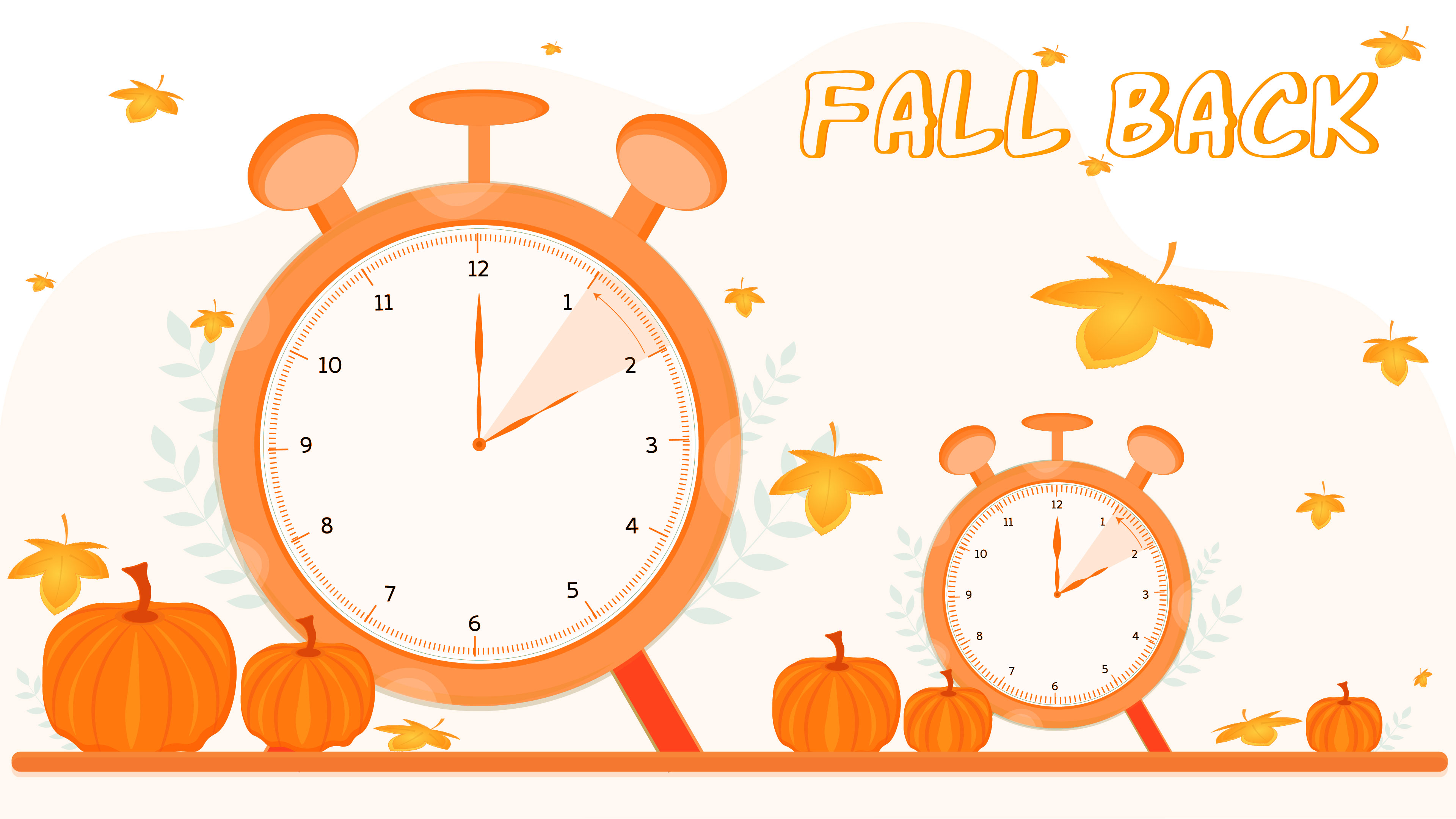 Fall Back, changing clocks and reminder text set clock back one hour.