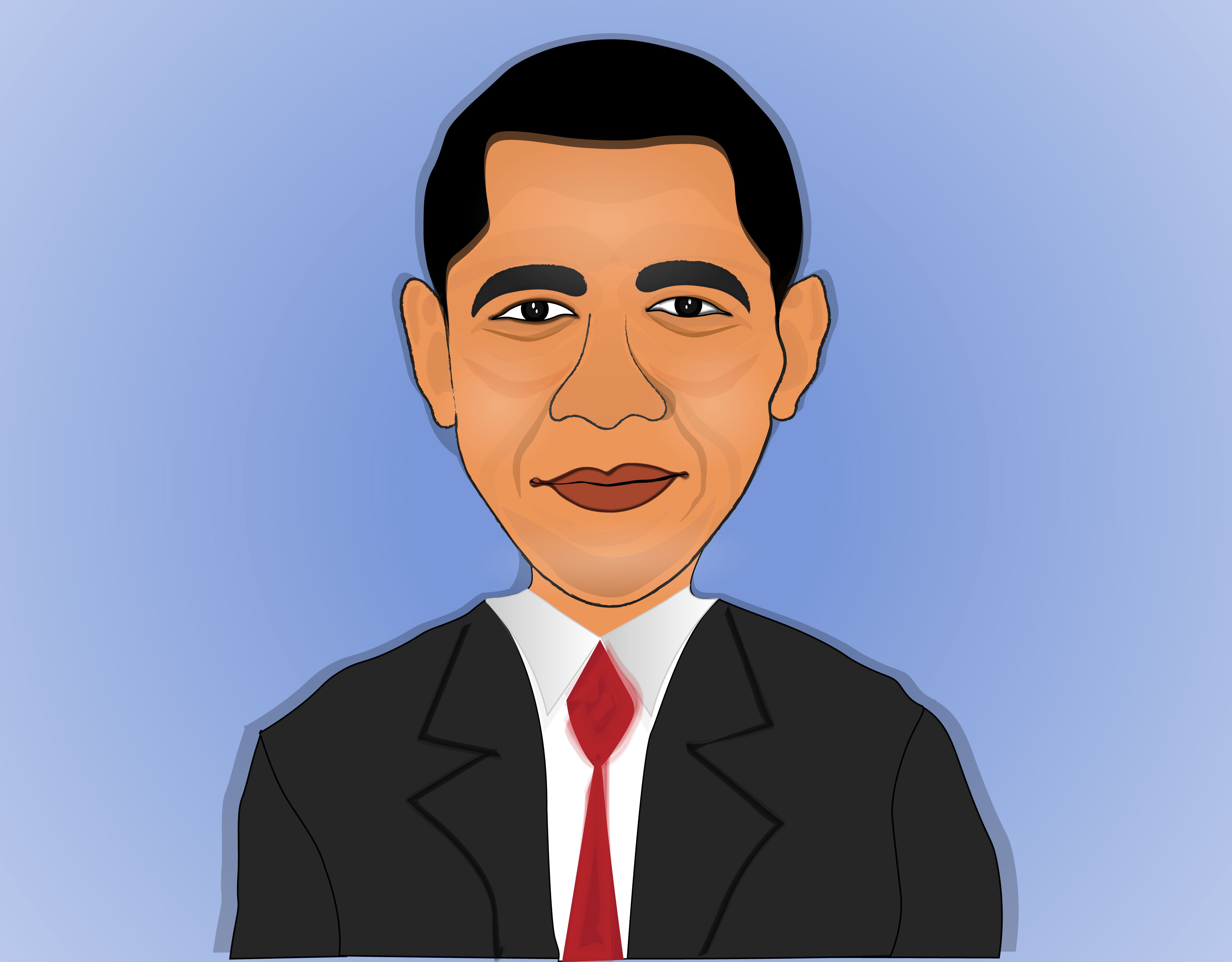 Obama vector illustration, formal wearing.