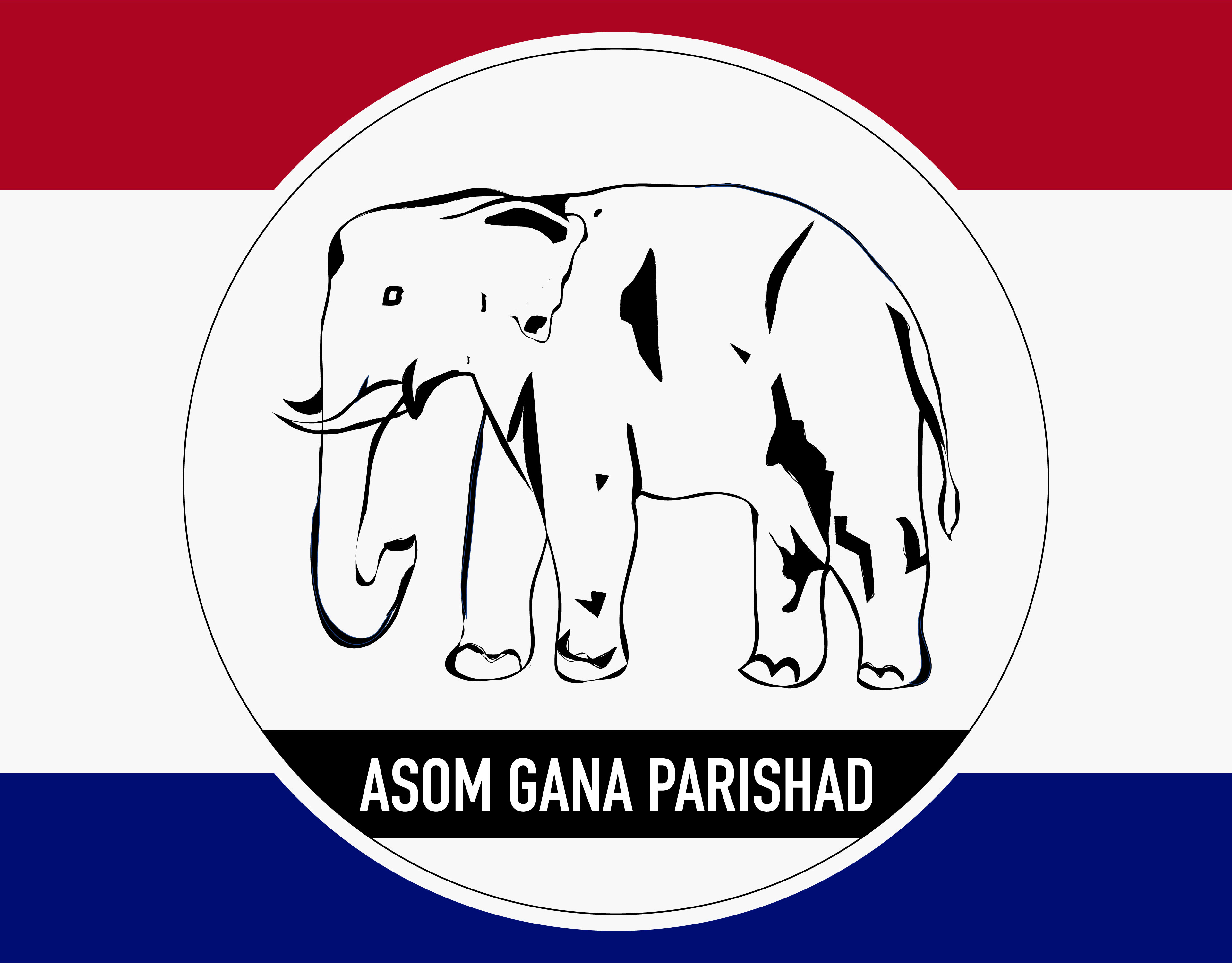 Asom Gana Parishad Logo, symbol of elephant in white circle.