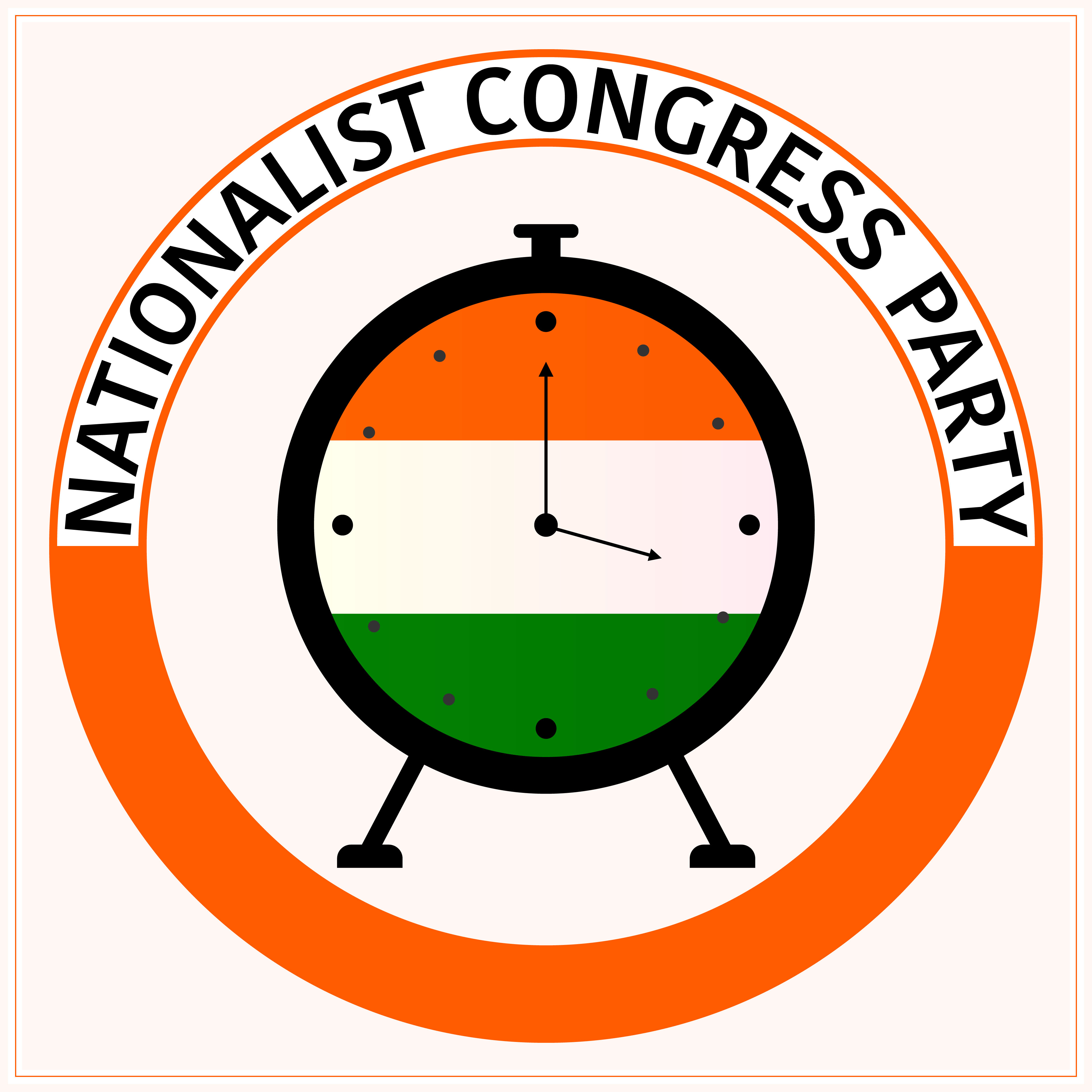 Nationalist Congress Party flag, NCP indian political party symbol.