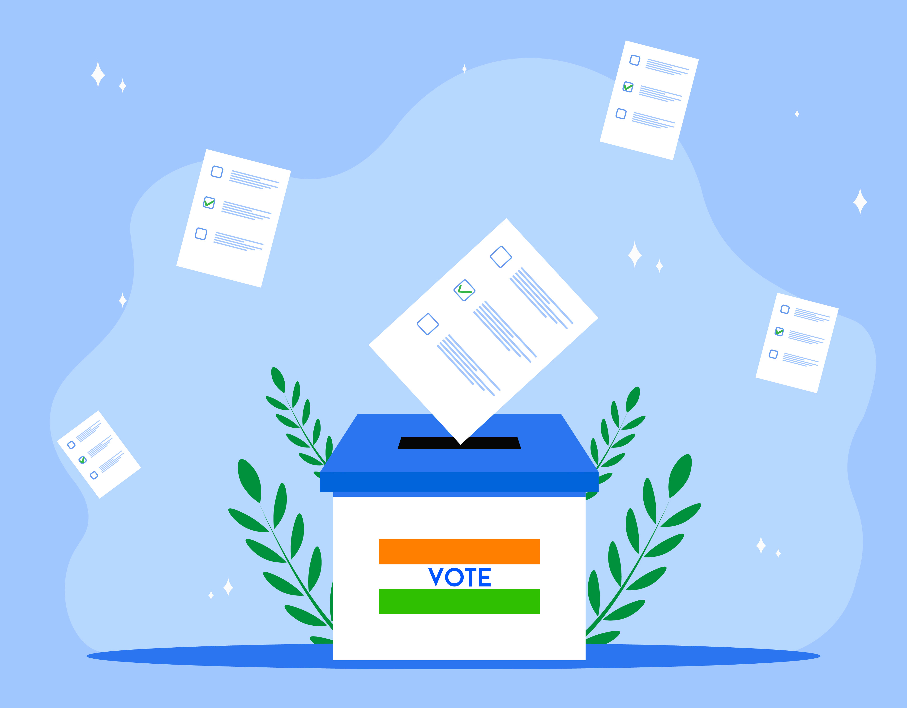 Indian election Voting ballot box, ballot box with national flag india.